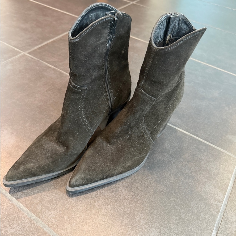 Zara Black Suede Ankle Booties